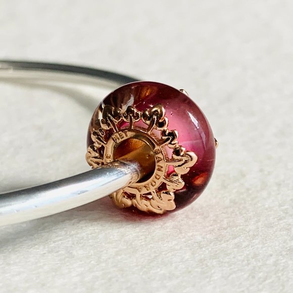 Pandora Pink Murano Glass & Leaves Charm 788244 - Picture 4 of 7